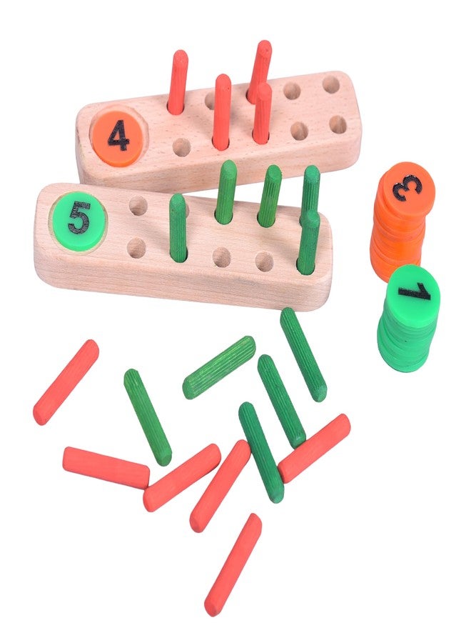 RCW Wooden Math Learning Toy for Kids | Counting Peg Board with Numbers & Arithmetic Symbols | Educational Montessori Toy for Early Learning (Multicolor) - Image 3